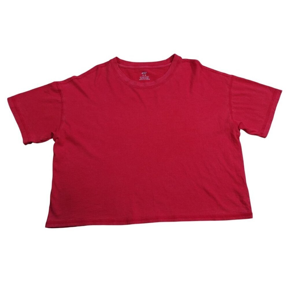 Aerie Womens Red “I’m On The List” Graphic T-Shirt (M) Cotton Crewneck Casual